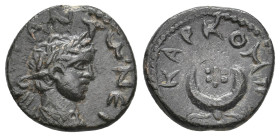 MESOPOTAMIA. Carrhae. Caracalla (198-217). AE.
Obv: [ΑΥΤ] ΑΝΤⲰΝΕΙ.
Laureate, draped and cuirassed bust of Elagabalus, right
Rev. ΚΑΡ ΚΟ Μ Π.
Cresc...