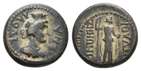 PHRYGIA, Laodicea ad Lycum/ AE16. semi-autonomous issue, ca 62 AD.

Obv: ΛAOΔIKHA, turreted bust of Tyche of Laodikeia right

Rev:IOYΛIA ZHNΩNIΣ, ...