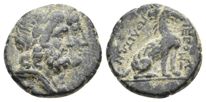 Uncertain, Hieropolis. 2nd-1st century BC. AE.
Obv: Jugate heads of Zeus and He...