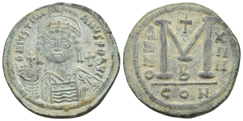 JUSTINIAN I, 527-565 AD. AE, Follis. Constantinople.
Obv: D N IVSTINIANVS P P A...