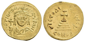 TIBERIUS II CONSTANTINE, 578-582 AD. AV, Solidus. Constantinople.
Obv: δ M TIЬ CONSTANT P P AVI
Crowned, draped and cuirassed büst of Tiberius II fa...