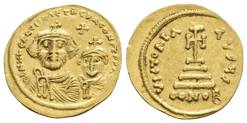 HERACLIUS with HERACLIUS CONSTANTINE, 610-641 AD. AV, Solidus. Constantinople.
...