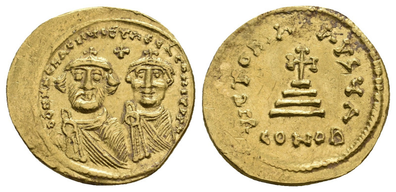 HERACLIUS with HERACLIUS CONSTANTINE, 610-641 AD. AV, Solidus. Constantinople.
...