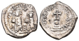 HERACLIUS, with HERACLIUS CONSTANTINE, 610-641 AD. AR, Hexagram. Constantinople.
Obv: dd NN hERACLIUS ET hERA CONST PP A.
Heraclius and Heraclius Co...