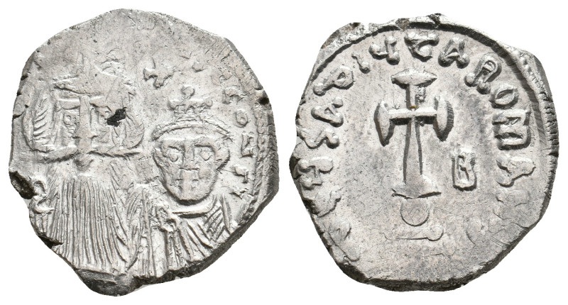 Constans II, with Constantine IV, 641-668 AD. AR, Hexagram, Constantinople.
Obv...