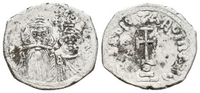 CONSTANS II and CONSTANTINE IV, 641-668 AD. AR, Hexagram. Constantinople.
Obv: [δ И CONSTANTINUS C COSTAN].
Crowned and draped facing busts of Const...