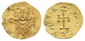 Philippicus Bardanes, 711-713 AD. AV, Tremissis. Constantinople.
Obv: [dN FILEPPICЧS MЧLTЧS AN]
Philippicus facing, wearing loros and holding globus...