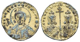 Byzantine
CONSTANTINE VII PORPHYROGENITUS with ROMANUS II, 913-959 AD. AV, Fourrèe Solidus. Constantinople.
Obv: + IҺS XPS RЄX RЄGNANTIЧM.
Facing b...