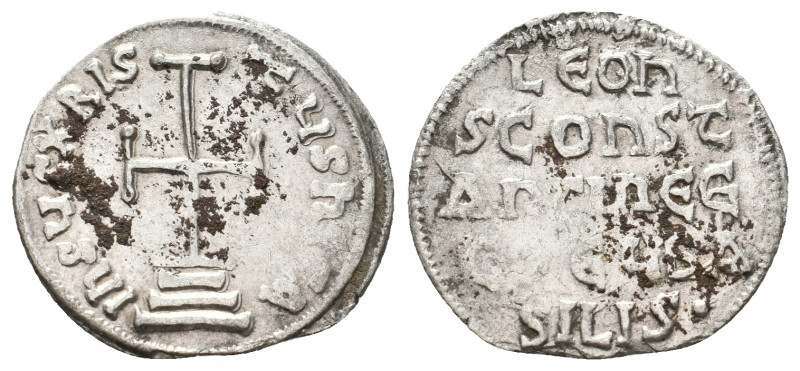 LEO IV THE KHAZAR with CONSTANTINE VI, 775-780 AD. Miliaresion, Constantinople....