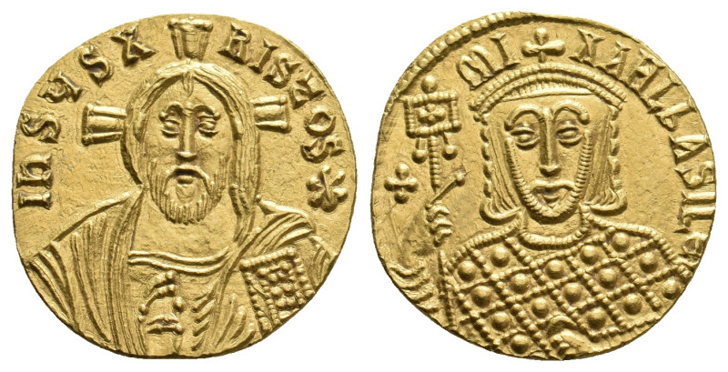 Michael III, "the Drunkard" 842-867 AD. AV, Solidus. Constantinopolis,
Rev: IҺS...