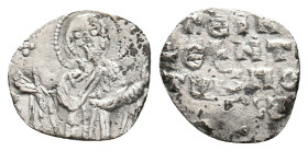 CONSTANTINE X DUCAS, 1059-1067 AD. AR, 2/3 Miliaresion. Constantinople.
Obv: [+ ӨKЄ BOHӨЄI / MHP ΘV].
The Virgin Mary standing facing, orans; wedge ...