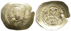 MICHAEL VII DUCAS (1071-1078 AD). EL, Histamenon. Constantinople.
Obv: IC - XC.
Bust of Christ Pantokrator facing, wearing tunic and pallium, raisin...