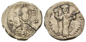 NICEPHORUS III BOTANIATES. 1078-1081 AD. EL Tetarteron Nomisma. Constantinople.
Obv: Facing bust of Christ Pantokrator; behind, cross within nimbus c...