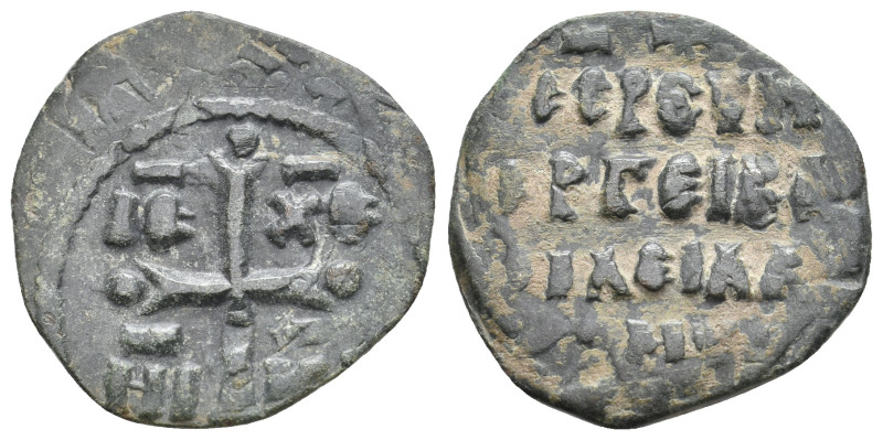 ALEXIUS I COMNENUS, 1081-1118 AD. AE, Follis. Thessalonica.
Obv: Cross potent s...