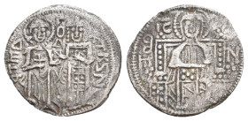 JOHN VI CANTACUZENE, 1353-1354 AD. Basilikon. Constantinople.
Obv: IC - XC.
Christ enthroned facing; retrograde B above H to left, N to right.
Rev:...