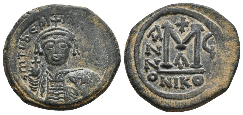 BYZANTINE, Maurice Tiberius Æ 40 Nummi. Nicomedia, dated RY 6 = AD 587/8.
Obv. ...