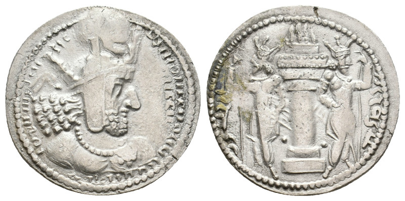 SASANIAN KINGS of PERSIA, Shapur I. 241-270 AD. AR Drachm
Observe: Shapur ICrow...