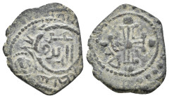 Rare.

Islamic.Anatolia & al-Jazira (Post-Seljuk). Salduqids. 'IZZ AL-DIN SALTUQ, 1129-1168 AD /523-563 AH. Fals.
Obv: Izz al-Din' legend in Arabic...