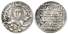 Islamic. Seljuks. Rum. GHIYATH AL-DIN KAY KHUSRAW II, 1237-1246 AD / 634-644 AH. AR, Dirham.
Obv: Lion right, below stars, above sun.
Rev: Arabic le...