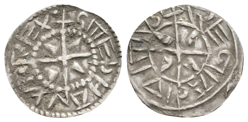 Hungary. STEPHAN I, 997-1038 AD. AR, Denar.
Obv: +STEPHANVS REX.
Isosceles cro...