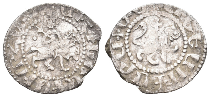 Armenia, Cilician Armenia. Royal. OSHIN. 1308-1320. AR Takvorin.
Obv: Oshin on ...