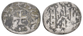 John V Palaeologus, 1341-1391.Tornese, "Politikon" coinage, Constantinople.
Obv: +ΠOΛITIKON Cross pattée.
Rev: Castle with gabled center and side to...