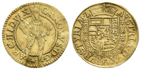 Austria Holy Roman Empire. Karl, 1564-1590 AD. AV, Ducat.
Obv: CAROLVS D G ARCHIDVX.
Standing Knight.
Rev: AVSTRIA DVX BVR STYRIÆ Z.
Friedberg 53....