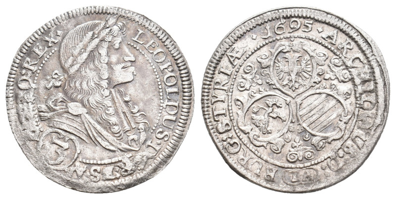 LEOPOLD I, 1658-1705 AD. AR, 3 Kreuzer. 1695.
Obv: LEOPOLDUS D [G] R I S A (3) ...