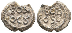 PB Byzantine bilingual seal of Bonos (5th-6th century AD).
Obv: Greek inscription of two lines: Βόνοσυ. Wreath border.
Rev: Latin inscription of two...