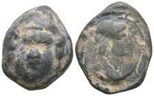 PB Roman Tessera (1st century BC-1st century AD).
Obv.: Gorgon
Rev:. Male fıgure
Condition: Very fine.
Weight: 54.77 g 33.3 mm