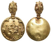 ANCIENT GREEK GOLD PENDANT (CIRCA 3RD-1ST CENTURY BC)
Condition : See picture. No return.
Weight : 12.03 g
Diameter : 39.9 mm.