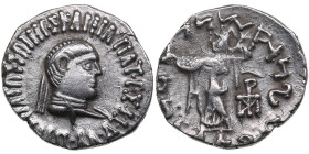 Baktria, Indo-Greek Kingdom. AR Drachm - Apollodotos II (C. 85-65 BC)
2.30g. 17mm. XF/XF. Obv. Diademed and draped bust right. / Rev. Athena Alkidemos...
