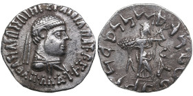 Baktria, Indo-Greek Kingdom. AR Drachm - Apollodotos II (C. 85-65 BC)
2.30g. 17mm. XF/XF. Obv. Diademed and draped bust right. / Rev. Athena Alkidemos...
