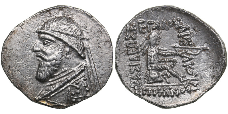 Parthian Kingdom, Ekbatana AR Drachm - Mithradates II (121-91 BC)
3.94g. 22mm. X...