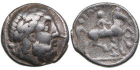 Eastern Celts AR Tetradrachm, early 3rd century BC
13.82g. 25mm. VF/F. Imitating Philip II of Macedon. Obv. Laureate head of Zeus to right. / Rev. ΦΙΛ...