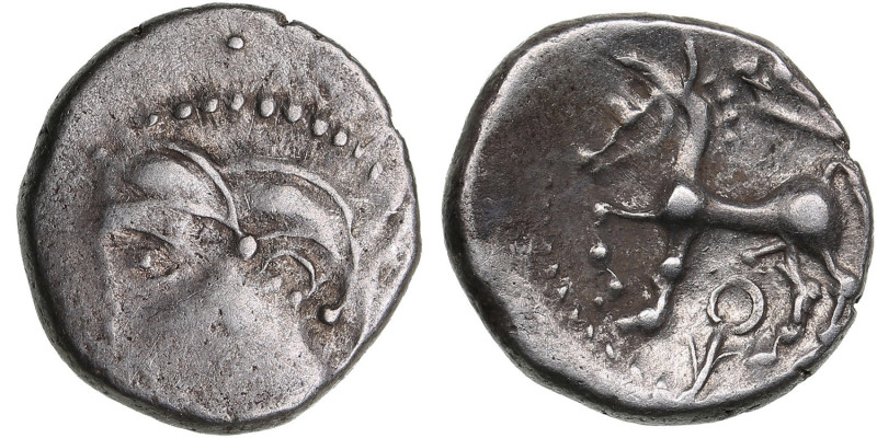 Gaul, Bituriges AR Quinarius - c. 100-50 BC
2.02g. 14mm. VF/XF. Mint luster. Obv...