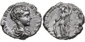 Roman Empire AR Denarius (AD 197) - Caracalla, as Caesar (AD 196-198)
3.12g. 18mm. XF+/VF. Beautiful lustrous specimen. Obv. M AVR ANTON CAES PONTIF B...