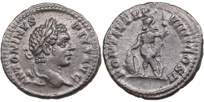 Roman Empire AR Denarius - Caracalla (AD 198-217)
3.27g. 20mm. XF/VF. Obv. ANTON...