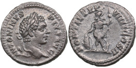 Roman Empire AR Denarius - Caracalla (AD 198-217)
3.27g. 20mm. XF/VF. Obv. ANTONINVS PIVS AVG, laureate head to right. / Rev. PONTIF TR P VIIII COS II...