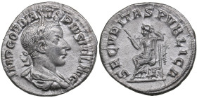 Roman Empire AR Antoninianus (AD 241) - Gordian III (AD 238-244)
2.52g. 19mm. AU/AU. Beautiful lustrous specimen. Obv. IMP GORDIANVS PIVS FEL AVG, lau...