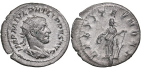 Roman Empire AR Antoninianus (AD 244-247) - Philip I (AD 244-249)
3.65g. 24mm. AU/AU. Gorgeous specimen with mint luster. Obv. IMP M IVL PHILIPPVS AVG...