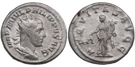 Roman Empire AR Antoninianus (AD 249) - Philip I (AD 244-249)
4.15g. 22mm. XF/VF. Obv. IMP M IVL PHILIPPVS AVG, radiate, draped and cuirassed bust to ...