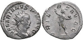 Roman Empire AR Antoninianus (AD 258/9) - Valerian I (AD 253-260)
3.59g. 22mm.  XF-/XF-. An attractive specimen. Obv. VALERIANVS P F AVG, radiate and ...