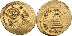 Byzantine Empire AV Solidus - Heraclius, with Heraclius Constantine (AD 610-641)
4.50g. 20mm. UNC/AU. Mint luster. obv. Crowned and draped facing bust...
