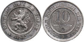 Belgium 10 Centimes 1862
4.43g. UNC/AU. Mint luster.