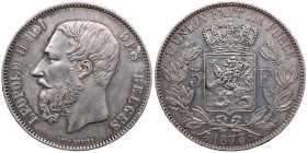 Belgium 5 Francs 1873 - Leopold II (1865-1909)
24.93g. XF/XF+.
