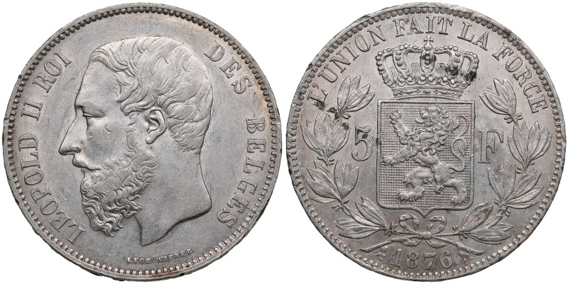 Belgium 5 Francs 1876 - Léopold II (1865-1909)
24.96g. XF/AU. Mint luster. KM 24...