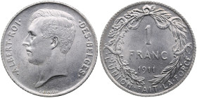 Belgium 1 Franc 1911 - Albert I (1909-1934)
4.99g. XF/AU.