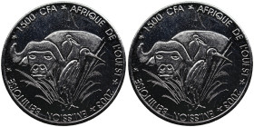 Benin 1500 Francs CFA / 1 Africa 2003
5.83g. UNC/UNC. Mint luster. UNMC40. Minted only 1200 pc.