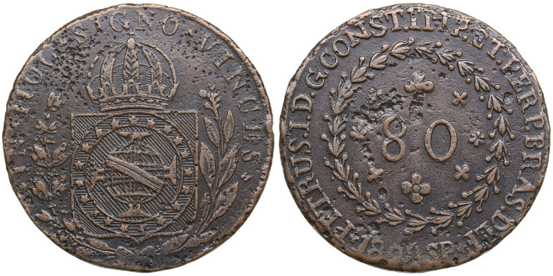 Brazil 80 Réis 1822 - Pedro I (1822-1831)
18.30g. F/F.